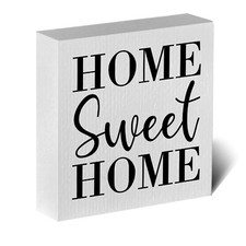 Home Sweet Home Artwork Wood Box Sign Rustic Farmhouse Style Wood Block Plaqu...