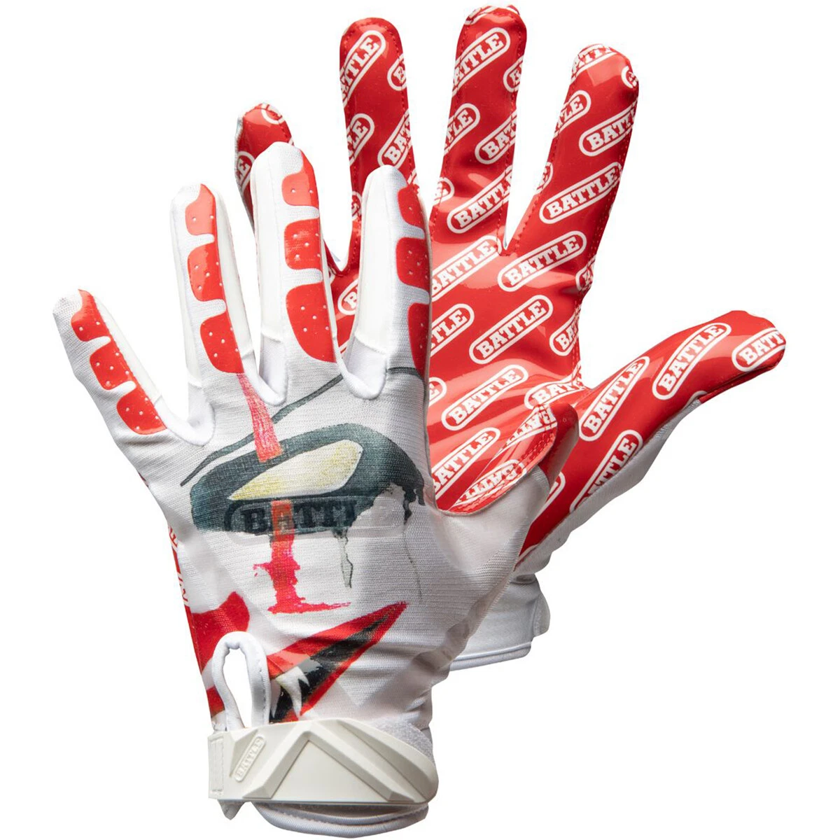 Battle Sports Clown Adult Cloaked Football Receiver Gloves White