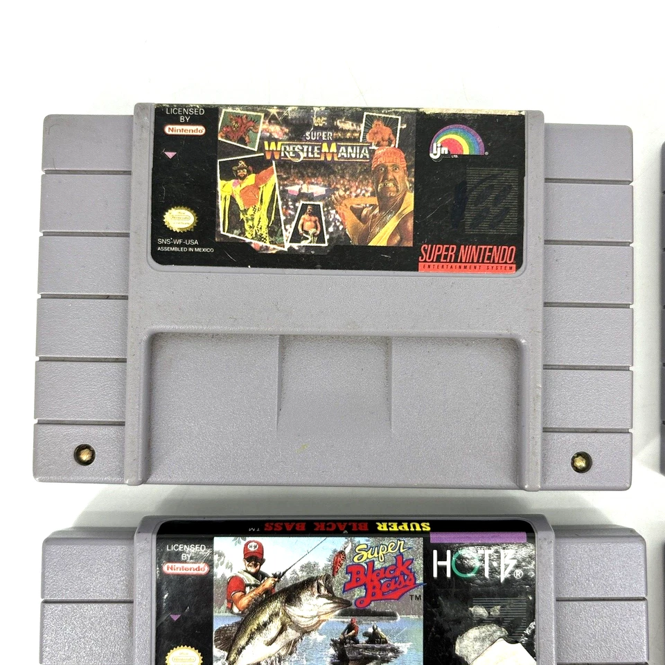 Super Nintendo Lot Of 6 Games SNES NBA HangTime Showdown Wrestlemania Black Bass - Image 2 of 4