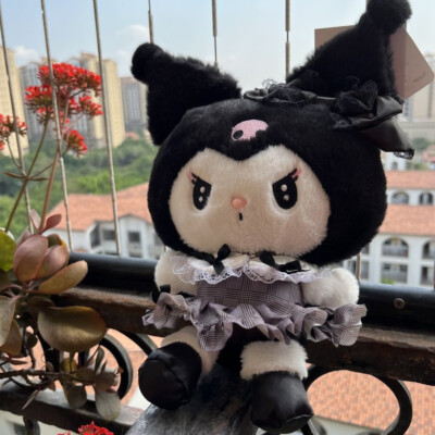 25cm Sanrio Kuromi Plüsch Schlüsselanhänger Cartoon Gothic Style Rucksack Dekor