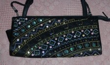 Vtg Black Sequin Dress Clutch Crossbody Evening Shoulder Bag Pocketbook Purse
