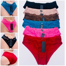 Lot 6 PRETTY SATIN Lace BIKINIS Style PANTIES Womens Underwear 68861 S M L XL
