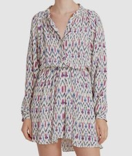 $585 Isabel Marant Etoile Women Blue Printed Long Sleeve Shirt Dress Sz FR38/US6