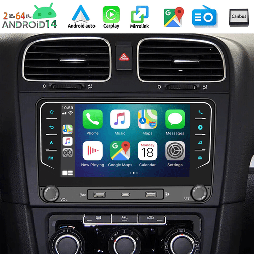 Per VW Touran Golf 5 6 Plus Caddy Jetta Autoradio Android 14 Carplay GPS Navi BT - Foto 1 di 17
