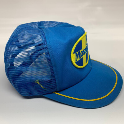 Vintage Mossberg Firearms Triple Crown Patch Blue Snapback Mesh
