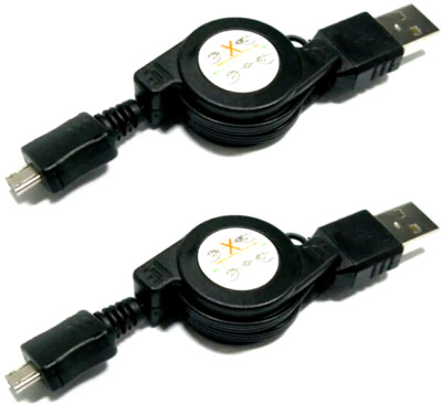 2 PACK - Prime Line Retractable Micro USB Cable - 32'' - Black