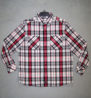 ROCAWEAR Shirt Adult Extra Large White Red Plaid Long Sleeve Cowboy Western Mens