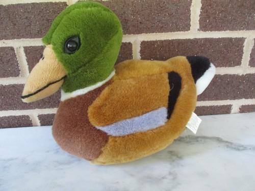 Stockente 12 Zoll lang sitzend Plüsch-Flügel am Körper genäht - Augen mit Kapuze - Bild 1 von 4