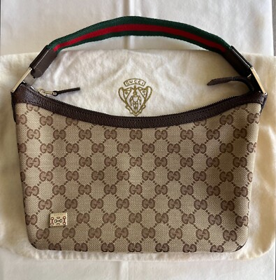 GUCCI  SHERRY  LINE CANVAS LEATHER SHOULDER BAG BEIGE (VINTAGE)