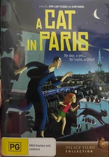 A Cat In Paris region 4 DVD (2010 animated French family adventure movie)