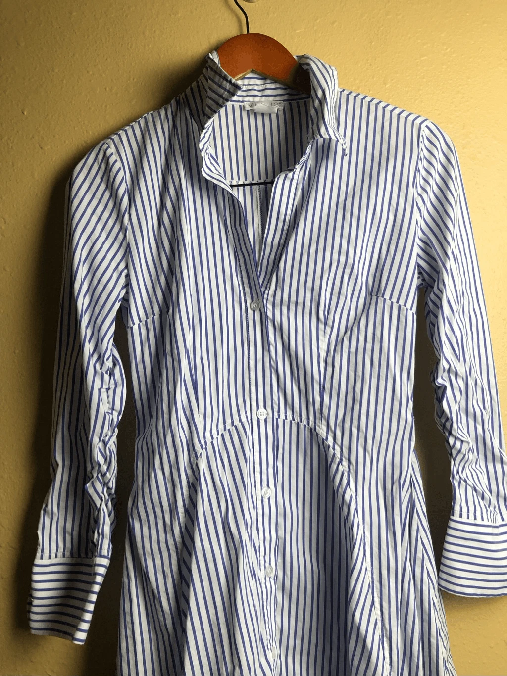 OFF WHITE Camicia da donna Venus collare abito bianco e blu navy taglia 4