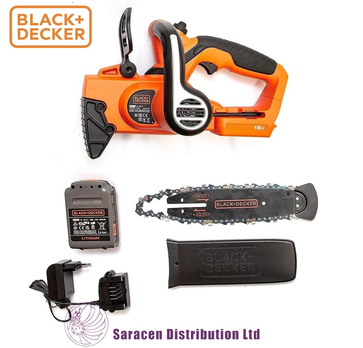 BLACK DECKER 18v CORDLESS CHAIN SAW 20cm 1 x 2.0Ah BATTERY