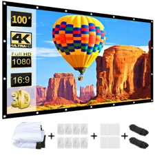 Soft Projector Screen, 16:9 Home Theater Foldable Screen 100" Indoor/Outdoor