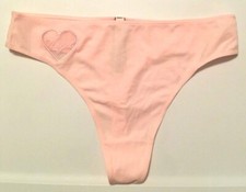 Victorias Secret Pink 'Angel' Mesh Heart Mid Rise Thong Panties Size L Soft NWT