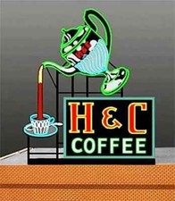H&C COFFEE ROOFTOP ANIMATED NEON SIGN- HO/O S...