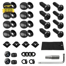 License Plate Screws Kits, Black anti Theft Mounting Hardware for Car Tag Plate