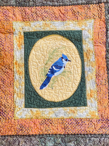 Vintage Textured Needlepoint Birds Quilt Blanket Wall Hanging Throw 58" x 64" - Picture 5 of 16