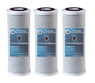 3 x AKTIVKOHLE BLOCK 10 ZOLL UMKEHROSMOSE WASSERFILTER BRUNNEN PUMPE