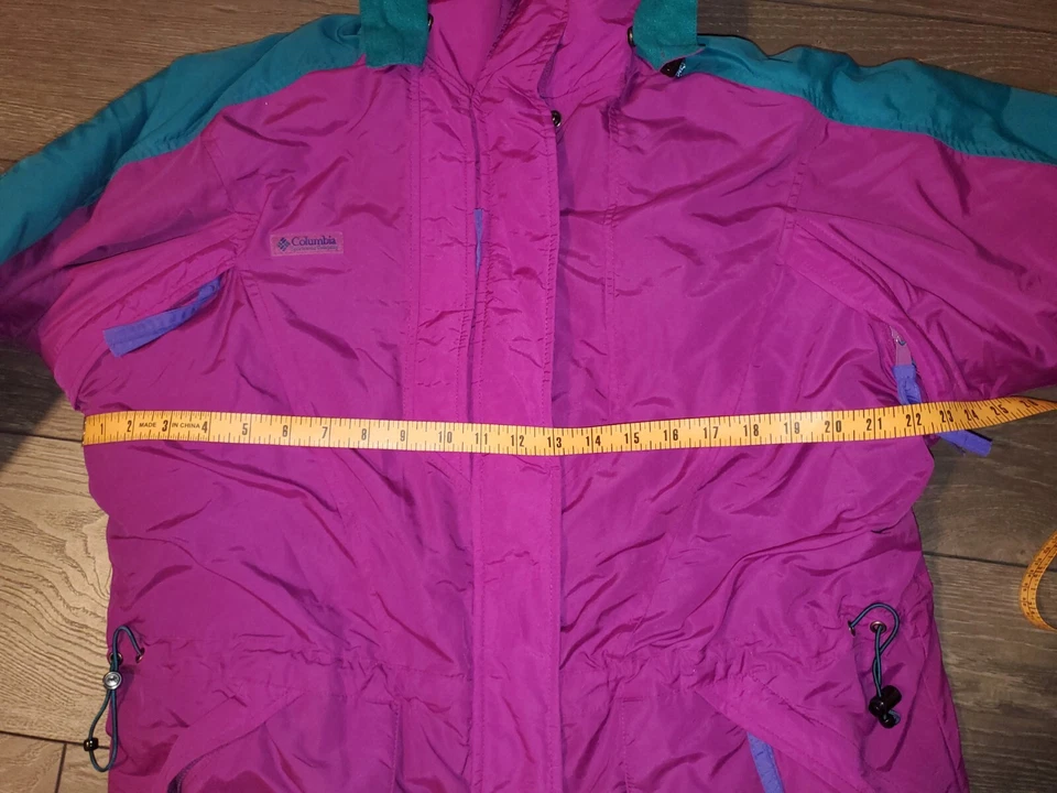 Chaqueta vintage Columbia 3 en 1 para mujer colorblock turquesa magenta púrpura Fuscia Foto 3 de 4