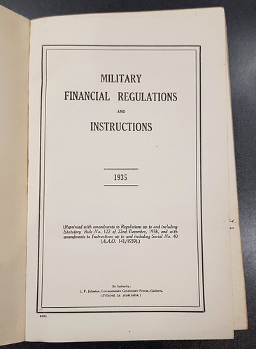 Military Financial Regulations and Instructions + Amendments / 1935 / Australia - Picture 2 of 4