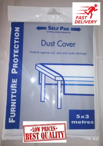 FURNITURE PROTECTION FOR STORAGE OR REMOVALS DUST COVER 5 x 3 M PLASTIC SHEET
