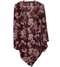 Forever 21 Maroon Floral Kimono Size Small