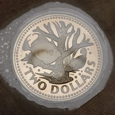 1974 Barbados $2 Proof - Fish Coral - Two Dollars - Only 36,000 Minted!