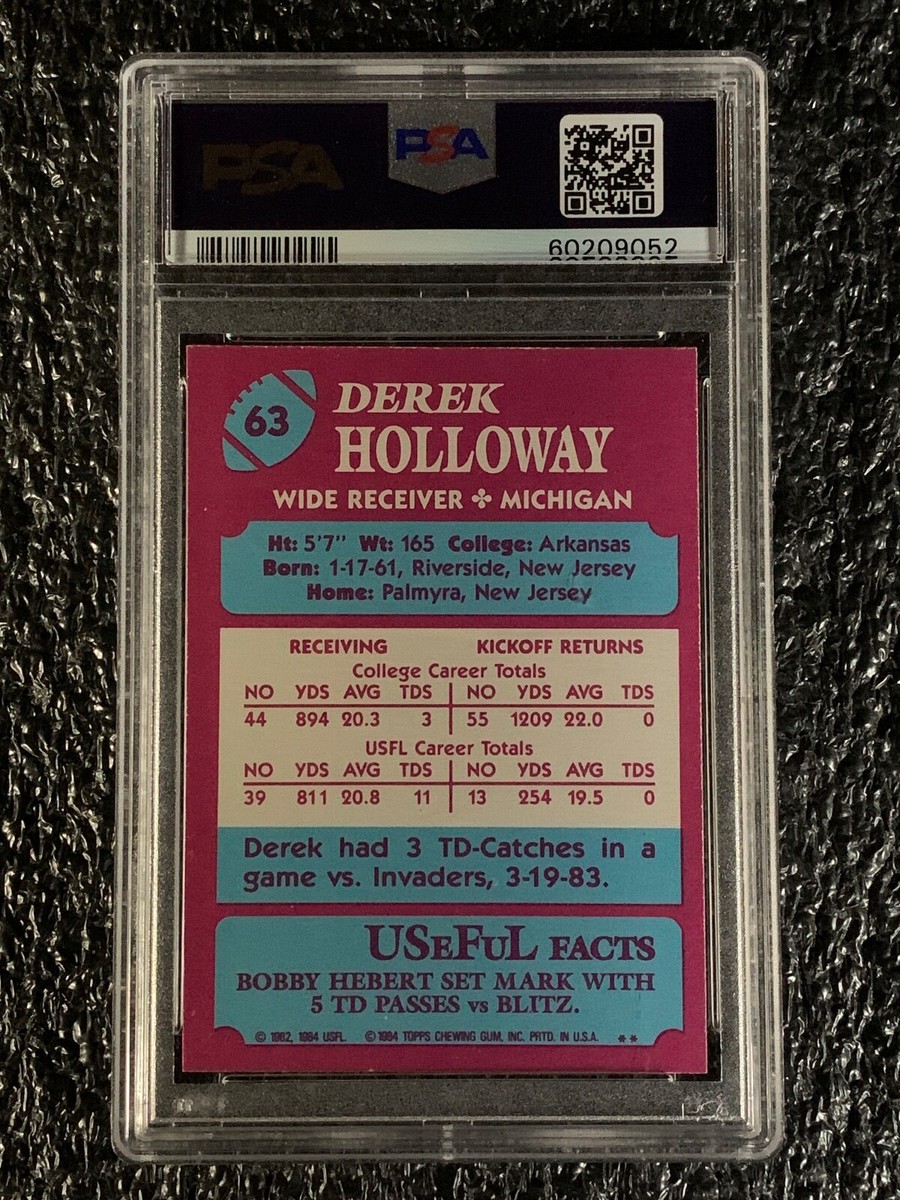 1984 Topps USFL Football #63 Derek Holloway PSA 10 | eBay