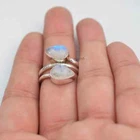Natural Moonstone Ring 925 Sterling silver Band & Statement  Handmade All Size