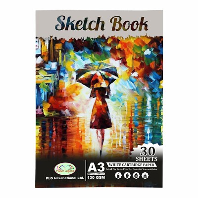A3 Artist Sketch Books 130gsm Thick White Cartridge Paper Book Bound For Drawing