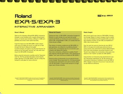 Roland EXR-5 EXR-3 OWNER'S MANUAL