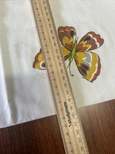 Retro Mid Century Cotton Brown 70’s Floral Fabric Butterflies Pillowcase - Picture 10 of 16
