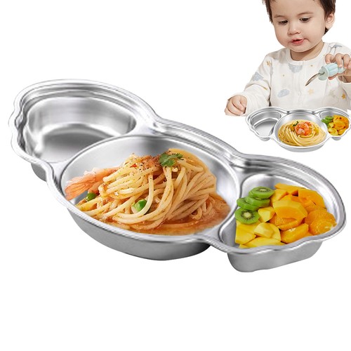 Vegetable Dish Stainless Steel Serving Plate Tableware Divided Dinner Tray - Picture 6 of 12