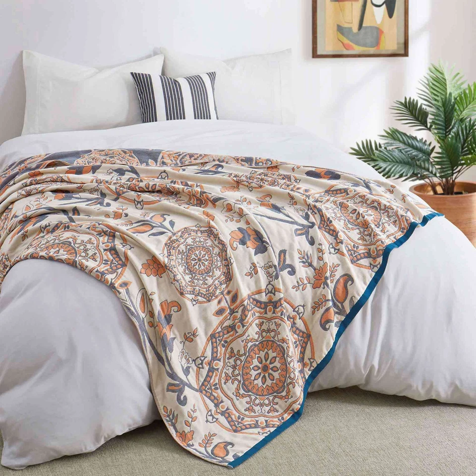 60*80" 100% Cotton Boho Blanket Soft Lightweight Blanket for Couch, Bed, Travel - Image 4 of 4