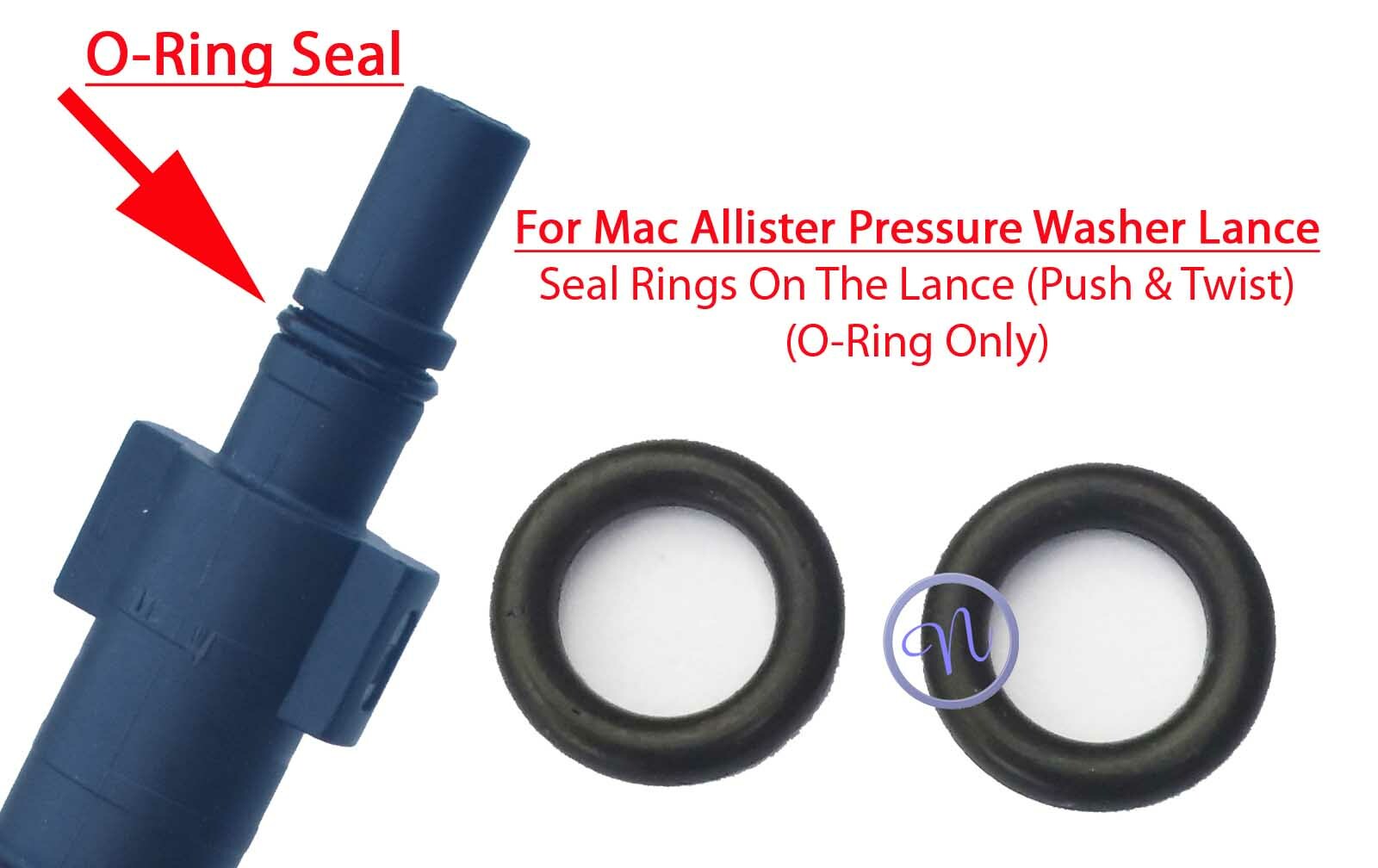 (Lance End) Mac Allister Pressure Washer Lance Male End 2 ORing Rubber