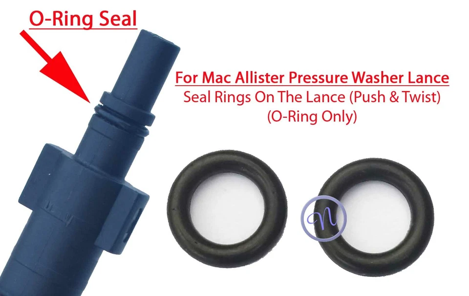 FOR MAC ALLISTER MPWP MODELS (Lance End) Mac Allister Pressure Washer Lance Male End 2 O-Ring Rubber Seals