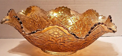 Vintage Imperial "Hattie" Patterned Marigold Colored Bowl Dish