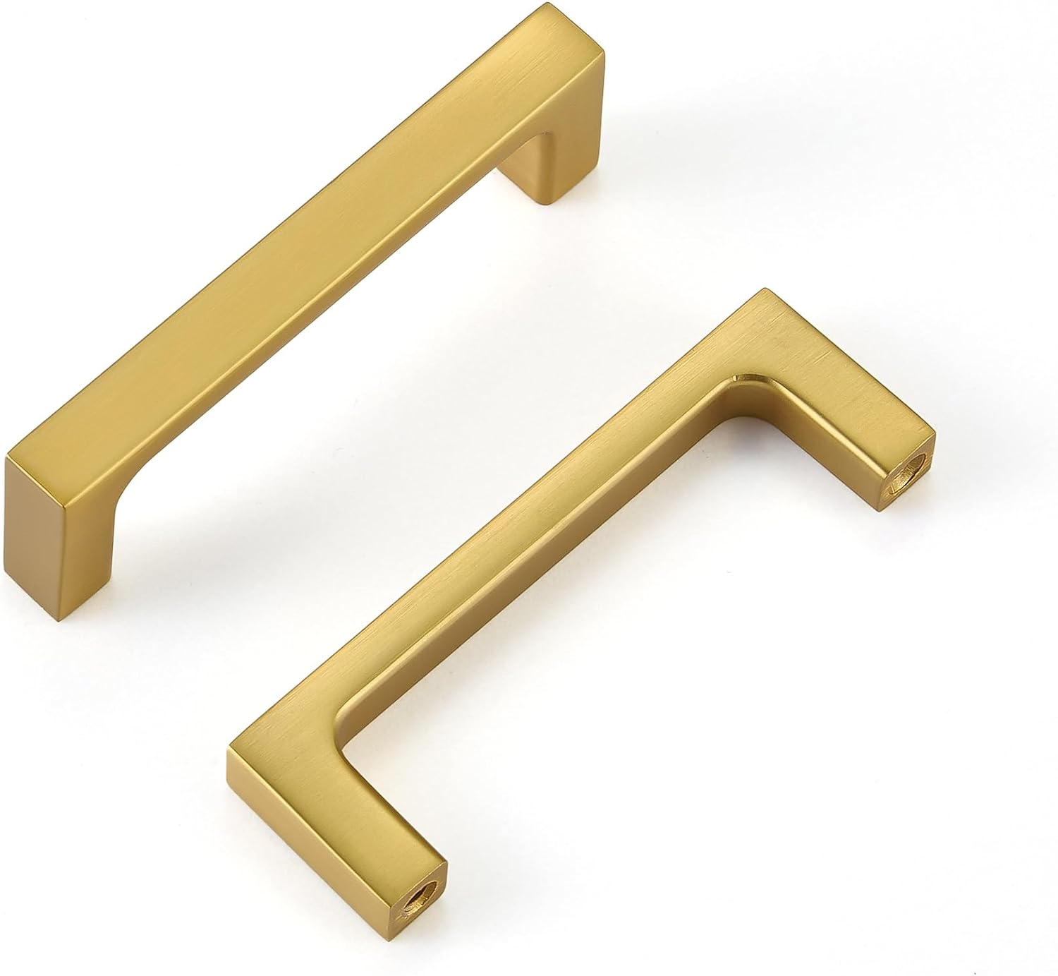 Brushed Brass Kitchen Cabinet Pull, Gold 2 Pack 3 Inch(76Mm) Hole Center, Modern