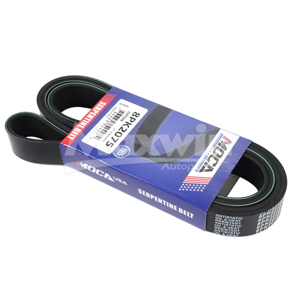 Correa serpentina 8PK2075 para Dodge W250 W350 D250 D350 1989-1993 5,9 L OHV EPDM Foto 3 de 4