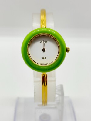 Exc+5] GUCCI 11/12 Change Bezel Watch White Dial metal Green Used