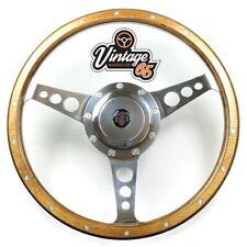 Classic Austin Mini 13" Wood Rim Polished Alloy Horn Steering Wheel & Boss Kit