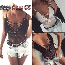 Deep V Lace Lingerie Sleepwear Underwear Under Layer Tight Bodysuit Pajamas 