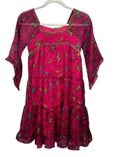 ILoveGorgeous Girl Sz 12-13 Pink Butterfly Dress Boho Peasant Style Ruffle Hem