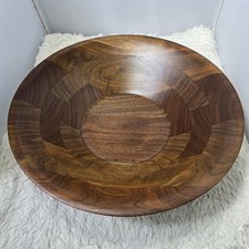 VTG Burl Walnut Billings Missouri 13" Large Hand Made Wooden Salad Serving Bowl