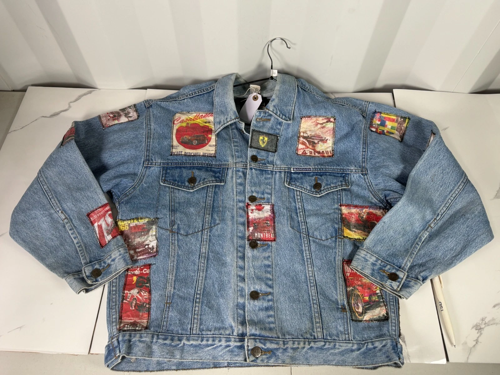 Vintage Samwin Jeans Denim Jacket M Bomber Style Blue Classic Retro