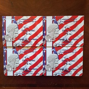 Lot Of 4 Complete Two Year Uncirculated Sets  1979-1980 Susan B Anthony Dollars 