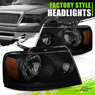 CROSSDESIGN LED DRL Projector Headlights For Ford F-150 2004-2008 Mark LT – Amber Corner, Chrome