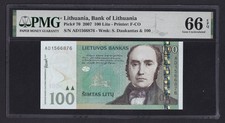 Lithuania 100 Litu 2007, Pick 70, PMG 66, UNC