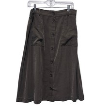 Old Navy Womens Olive Green Button Front Midi Skirt with Pockets Size L