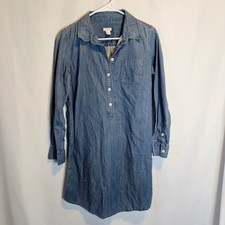 J.Crew Womens Chambray Shirt Dress Size S Button Down Long Sleeve Denim